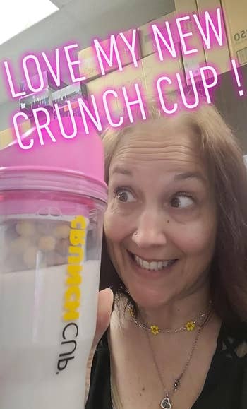 reviewer photo showing how much they love their crunch cup