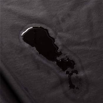 Black sheet with puddle of water