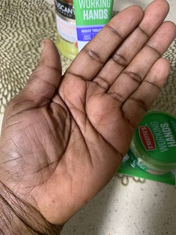 the same reviewer's hands, which look moisturized and soft