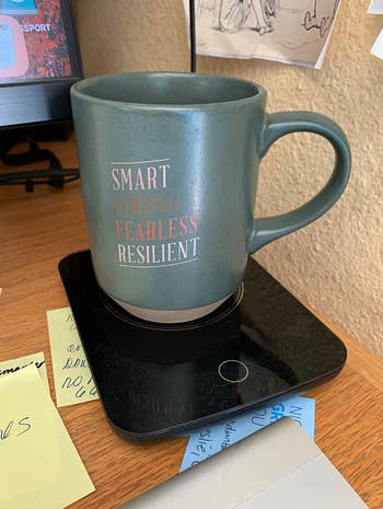 reviewer image of mug resting on black coffee warmer