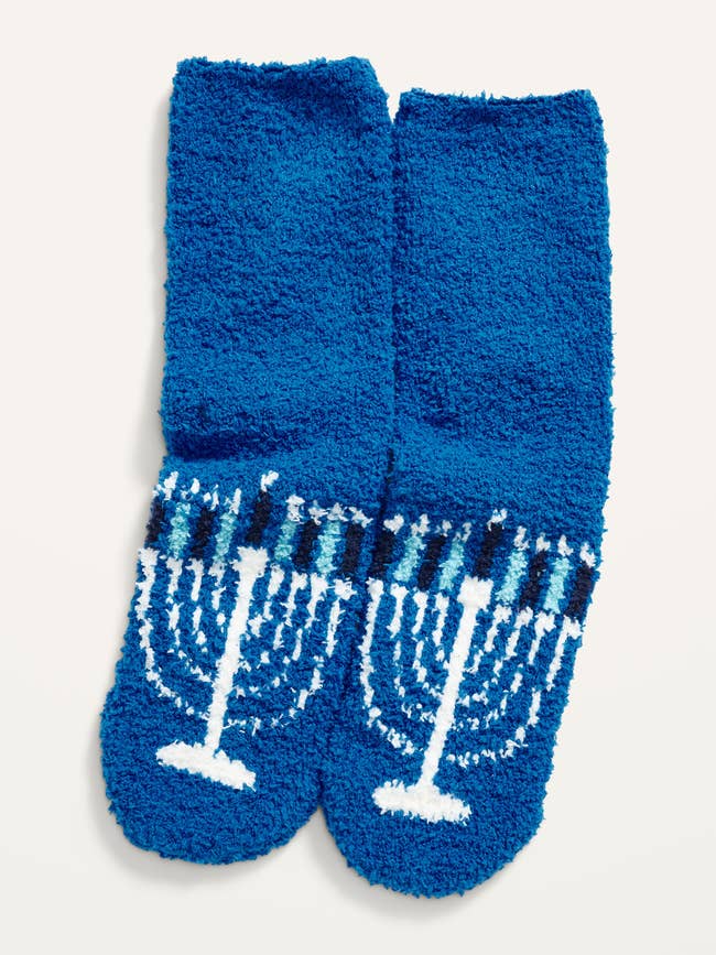Fuzzy Hanukkah socks
