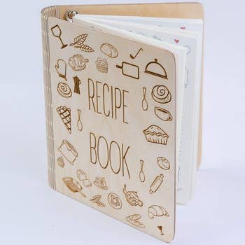 the cover of the wooden recipe book