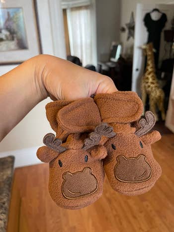 a reviewer photos of the moose styled booties