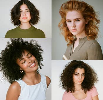 various models with different hair types after using dry shampoo
