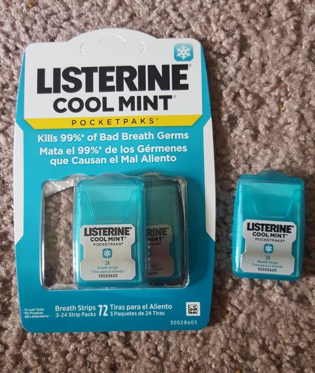 Listerine Cool Mint PocketPaks shown successful  packaging with 1  idiosyncratic  battalion  outside