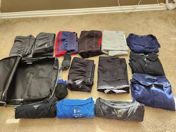 clothes next to a packing cube
