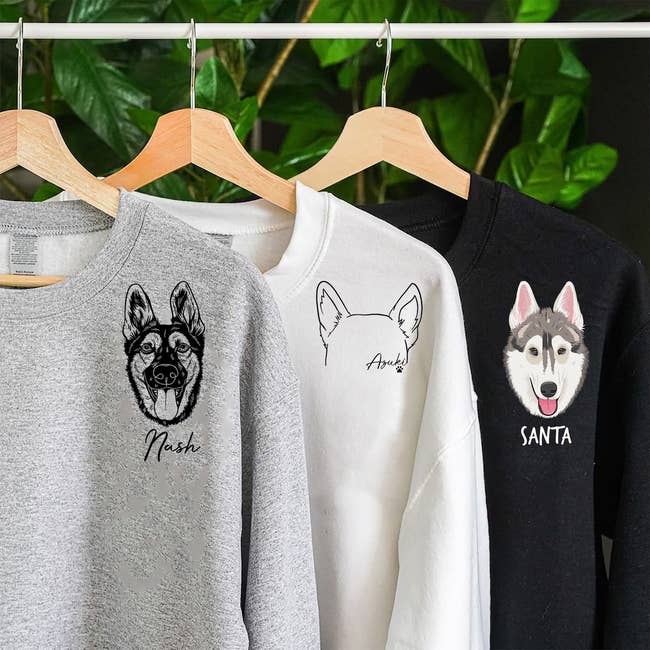 Three sweatshirts showing the different styles