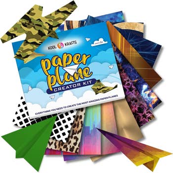 the paper plane kit with patterned papers