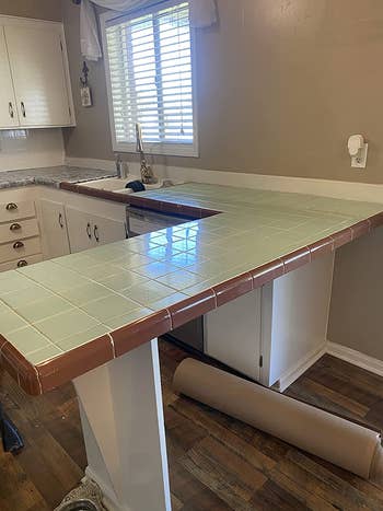 reviewer's tiled countertop before