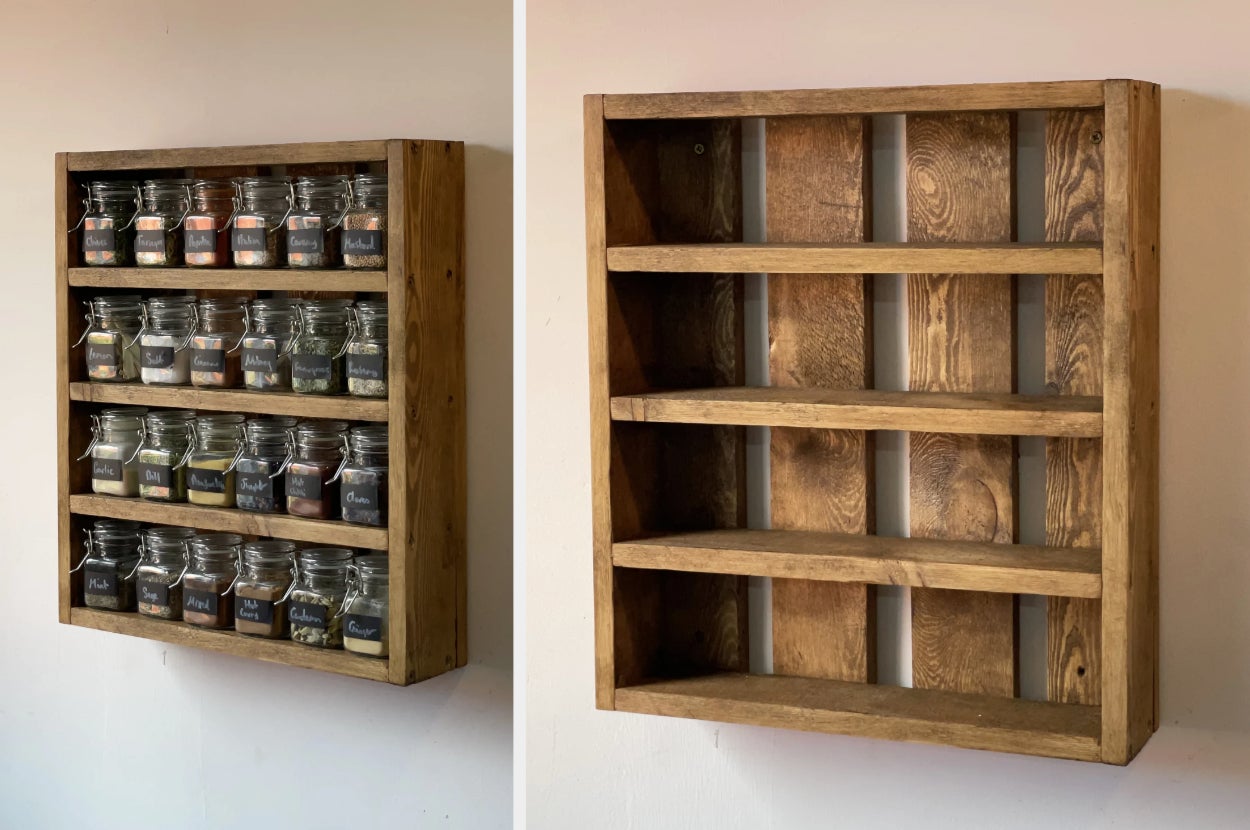 Rustic Spice Rack, Wooden Spice Rack, Wall Mounted Spice Rack