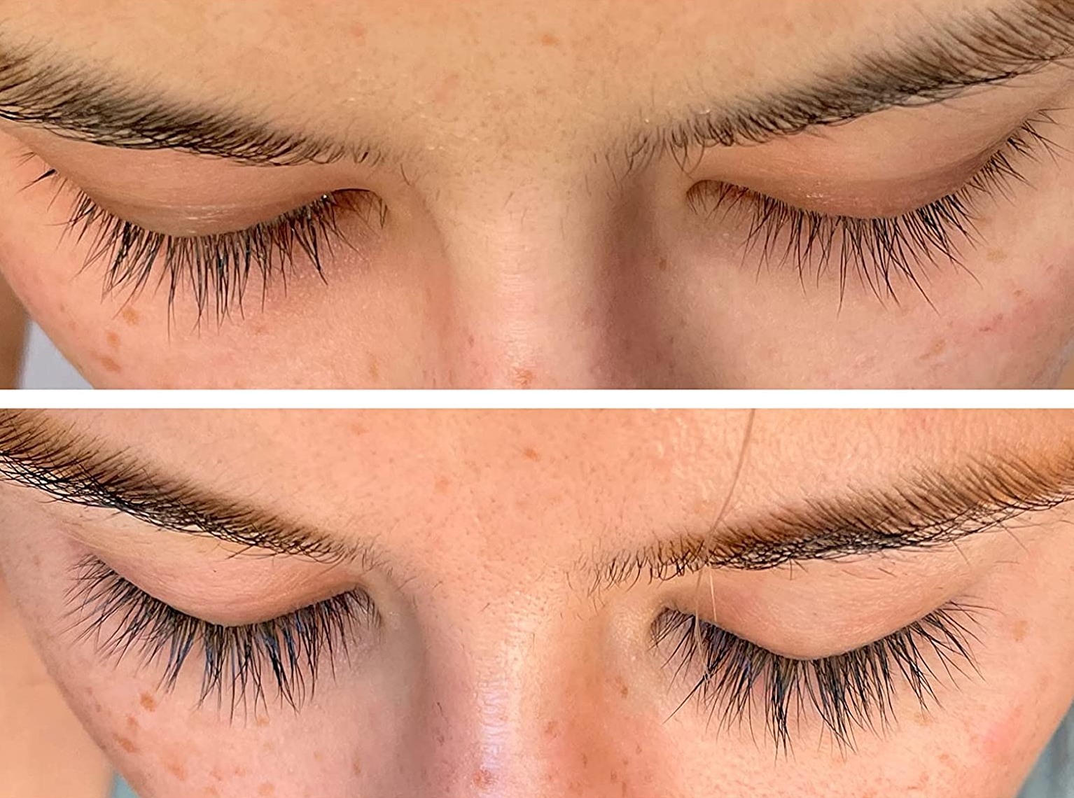 Reviewers lashes before and after using serum with noticeable growth
