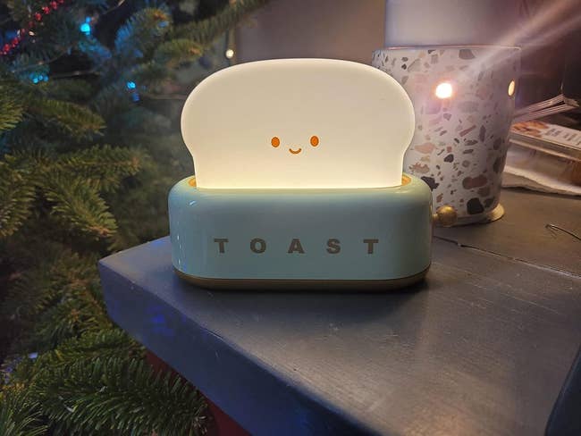 reviewer image of the light that looks like a piece of toast in a toaster