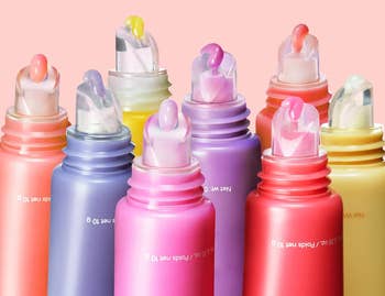Various articulator balm tubes with wide caps; substance highlights shea and murumuru effect butters for moisturizing and nourishing lips