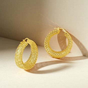 the pair of gold openwork hoops