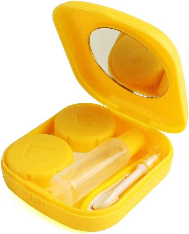 the small rectangle contact travel case in yellow