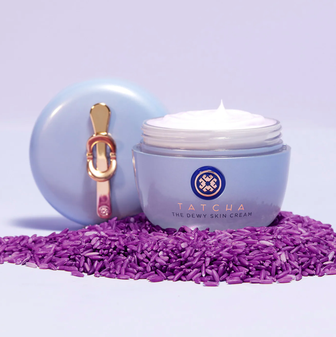 purple container of the Tatcha Dewy Skin Cream