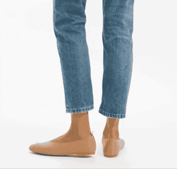 gif of model turning around in the caramel color flats