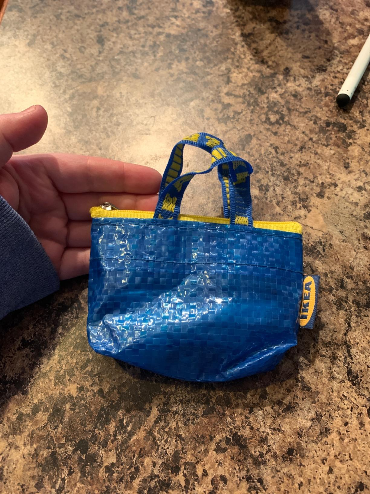 Reviewer's Ikea bag coin purse