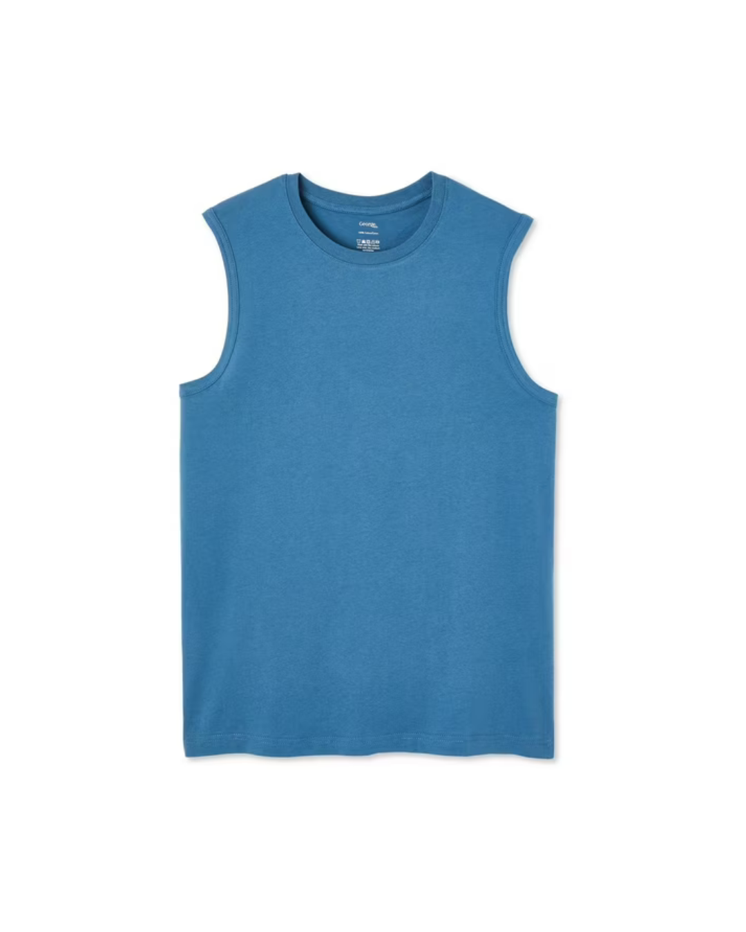 blue sleeveless t-shirt
