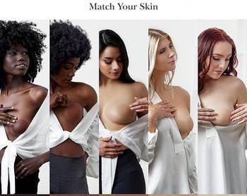 five models display diverse skin tones while wearing the nipple covers