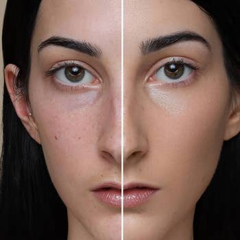 model before and after wearing skin conditioner