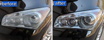 Reviewer before and after photo of headlights