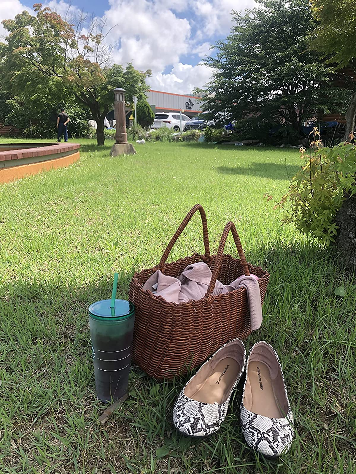 Reviewer's snake-print flats sitting extracurricular  successful  writer  adjacent  to a portion  and a bag