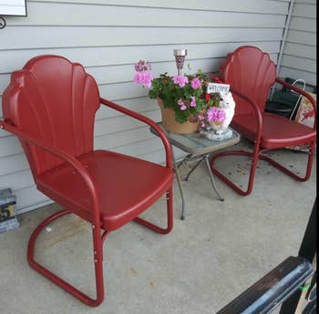 two of the chairs in red 