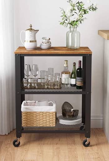 Image of smaller black and brown bar cart
