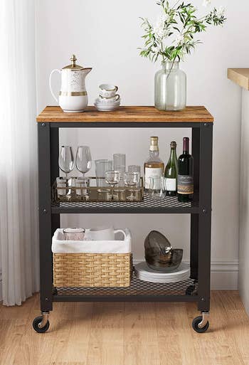 Image of smaller black and brown bar cart