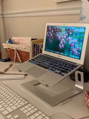 a laptop on the stand