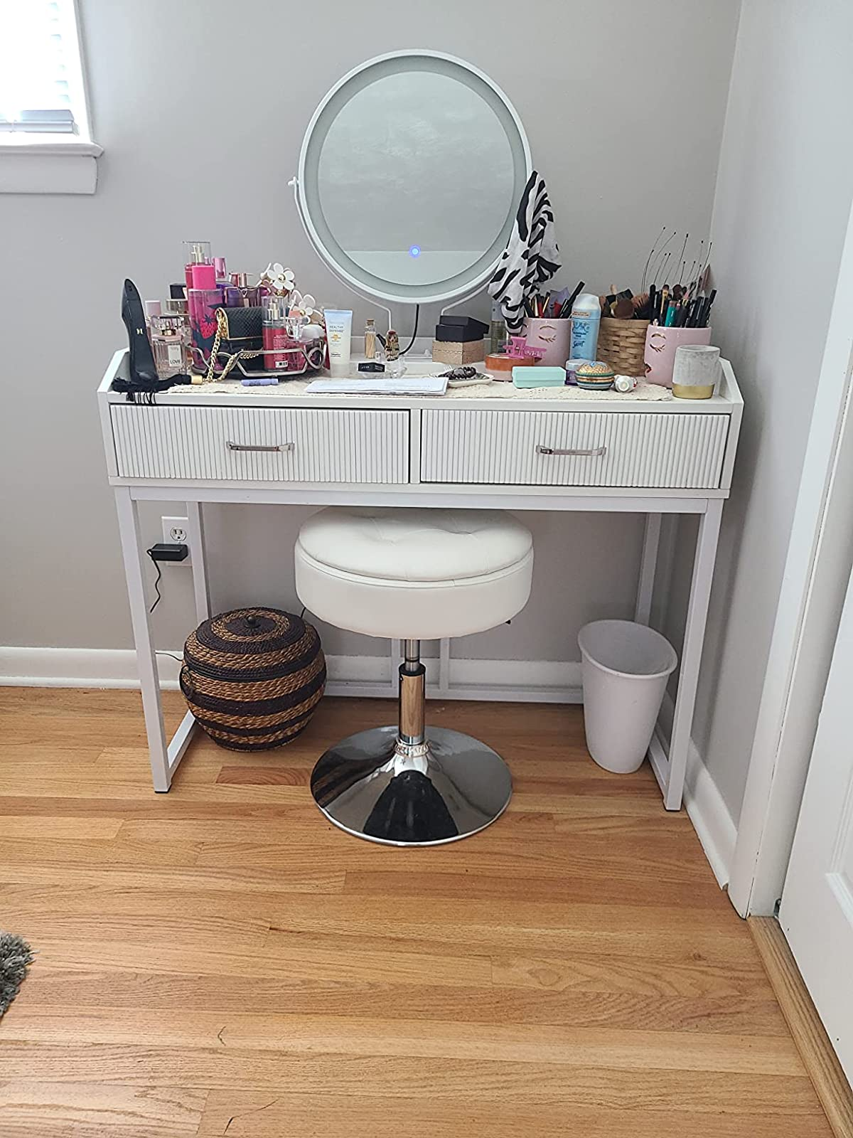 narrow vanity stool