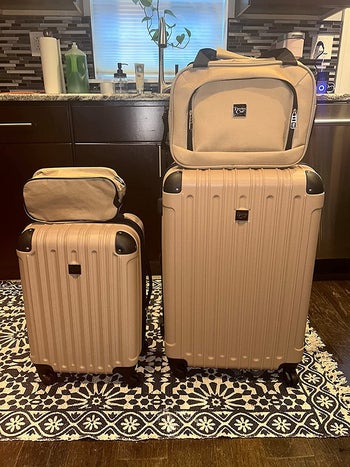 The four-piece set in tan