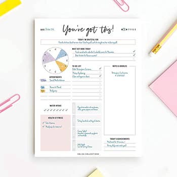 A filled-in page of the planner 