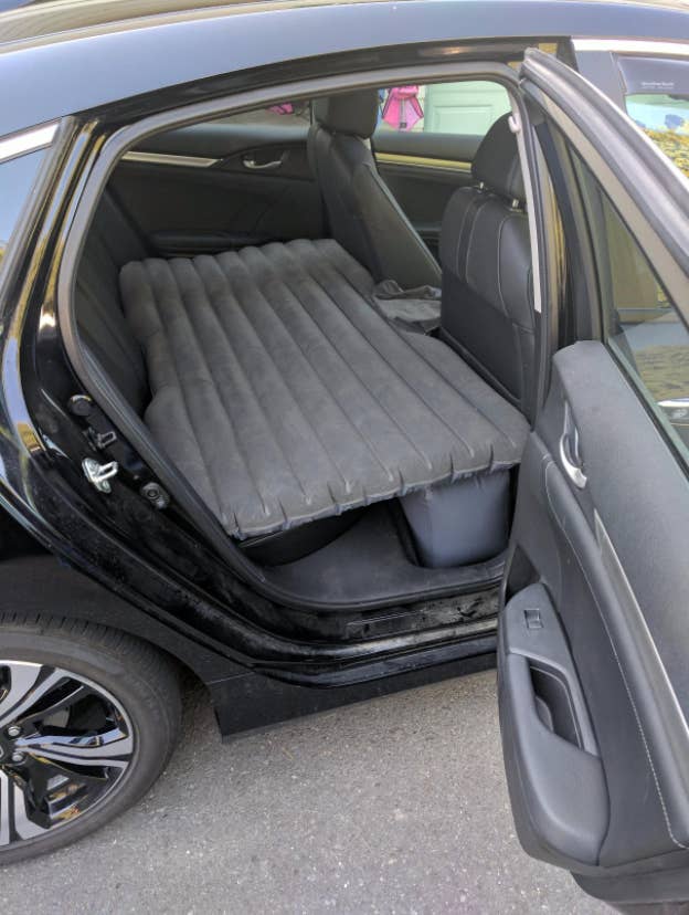 reviewer pic of mattress inflated in back seat of car