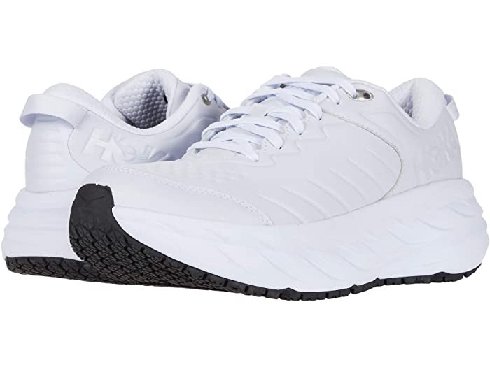 hoka one one leather sneakers in white