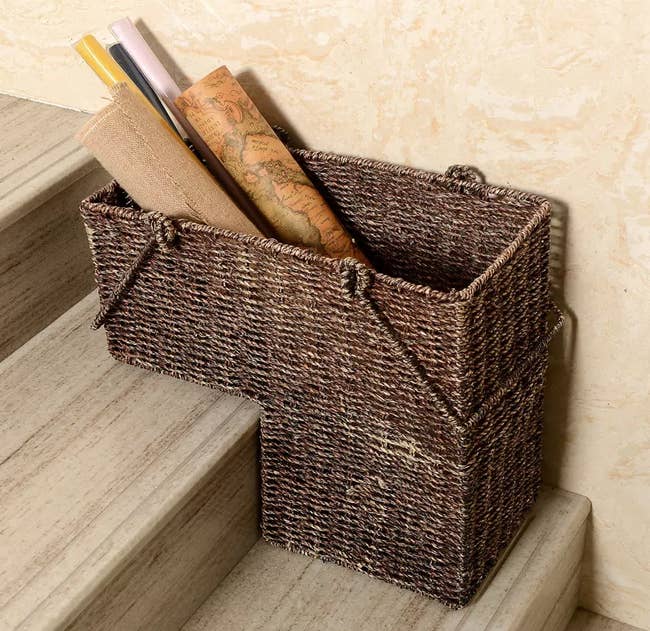 Image of brown basket on steps