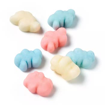 Assorted cloud-shaped bath sponges arranged in a pattern, suitable for relaxation and gifting