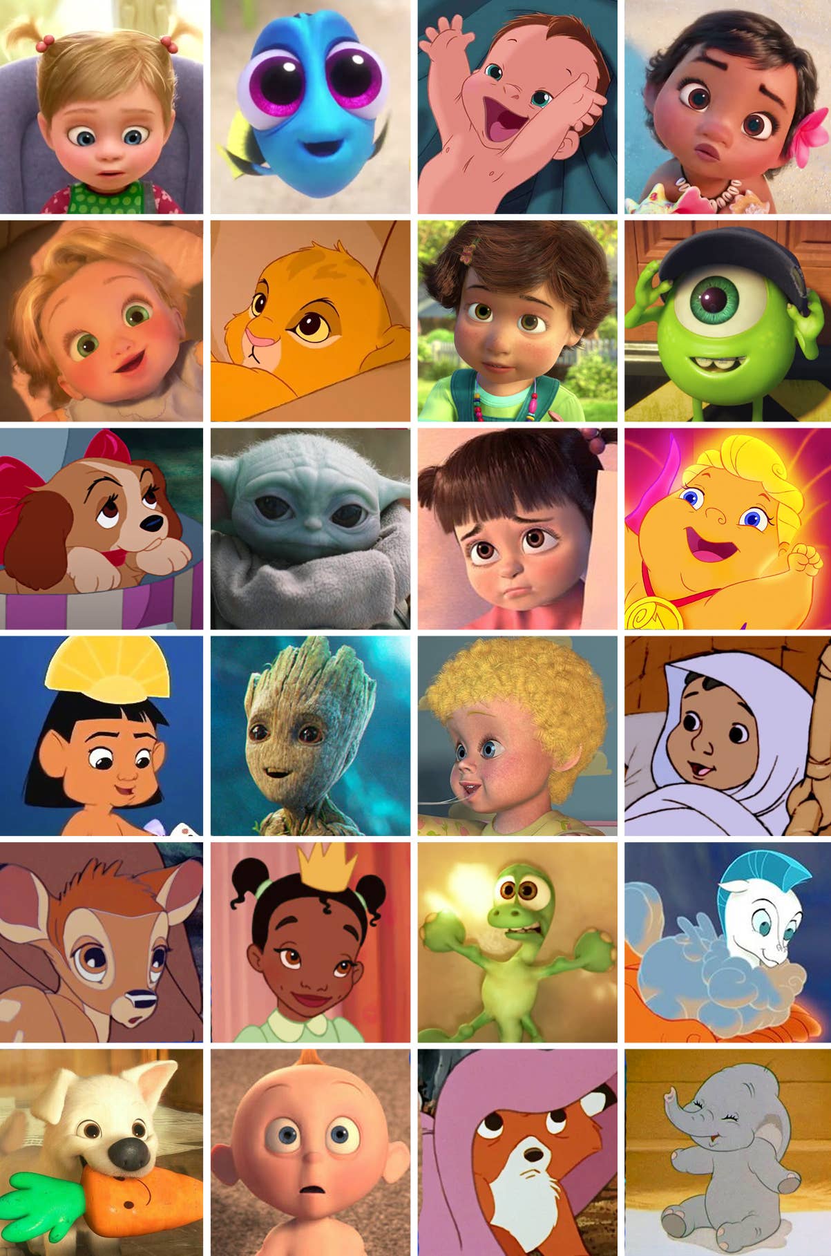miseria Amigo Suavemente Aquí hay 24 personajes de Disney como bebés, ¿puedes identificarlos a todos?