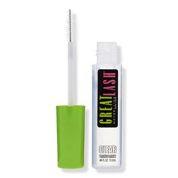 an open tube of clear mascara with a green cap