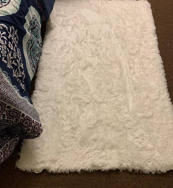 Reviewer image of white fluffy shag rug