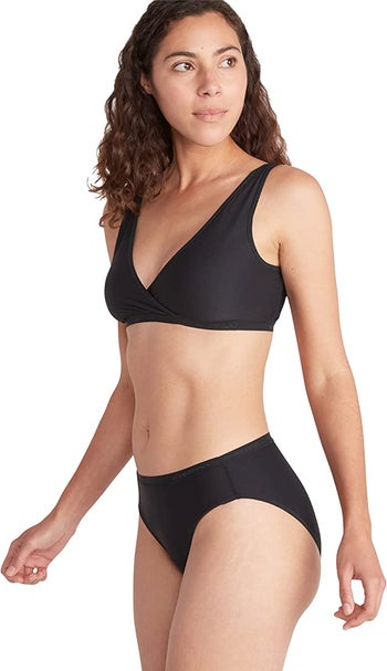 a model wearing the bikini in black