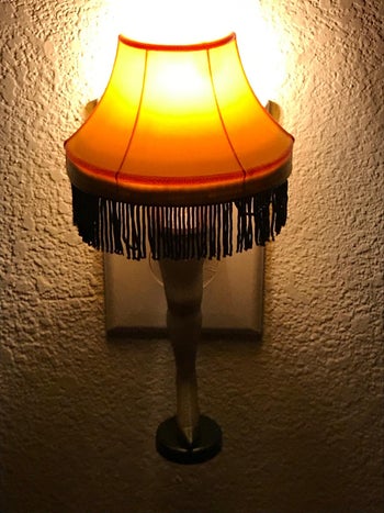 a leg lamp night light lit up