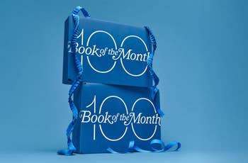 Two blue gift boxes with