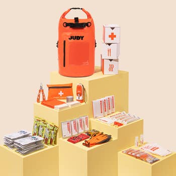 large orange bag and supply kit