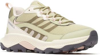A stylish Merrell hiking shoe with a rugged sole and breathable mesh material, ideal for outdoor adventures and casual wear
