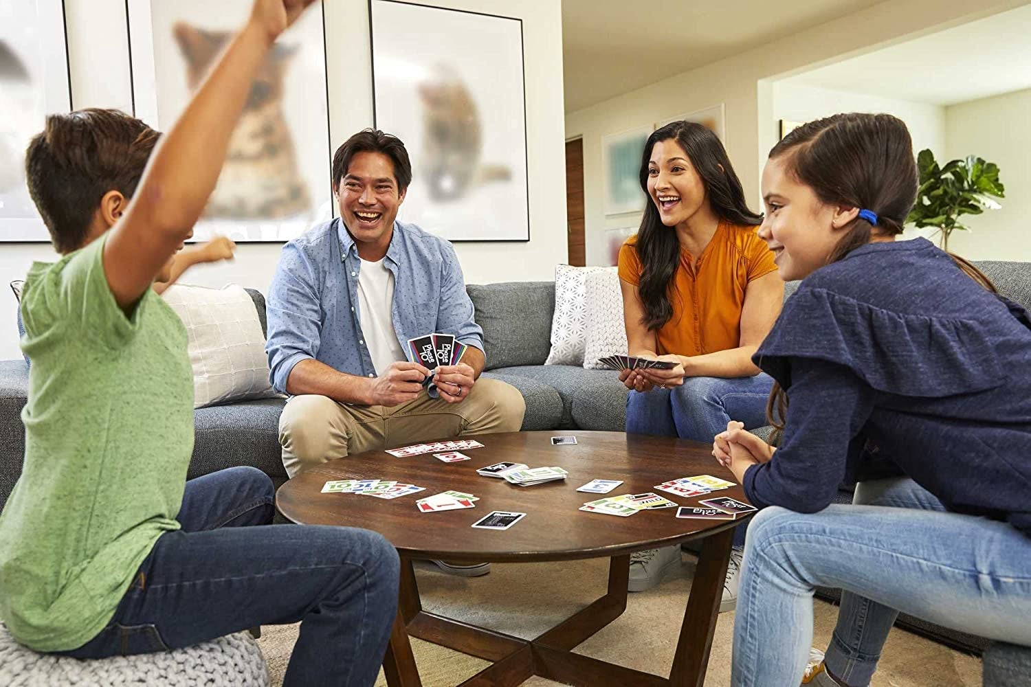 A family playing the card game