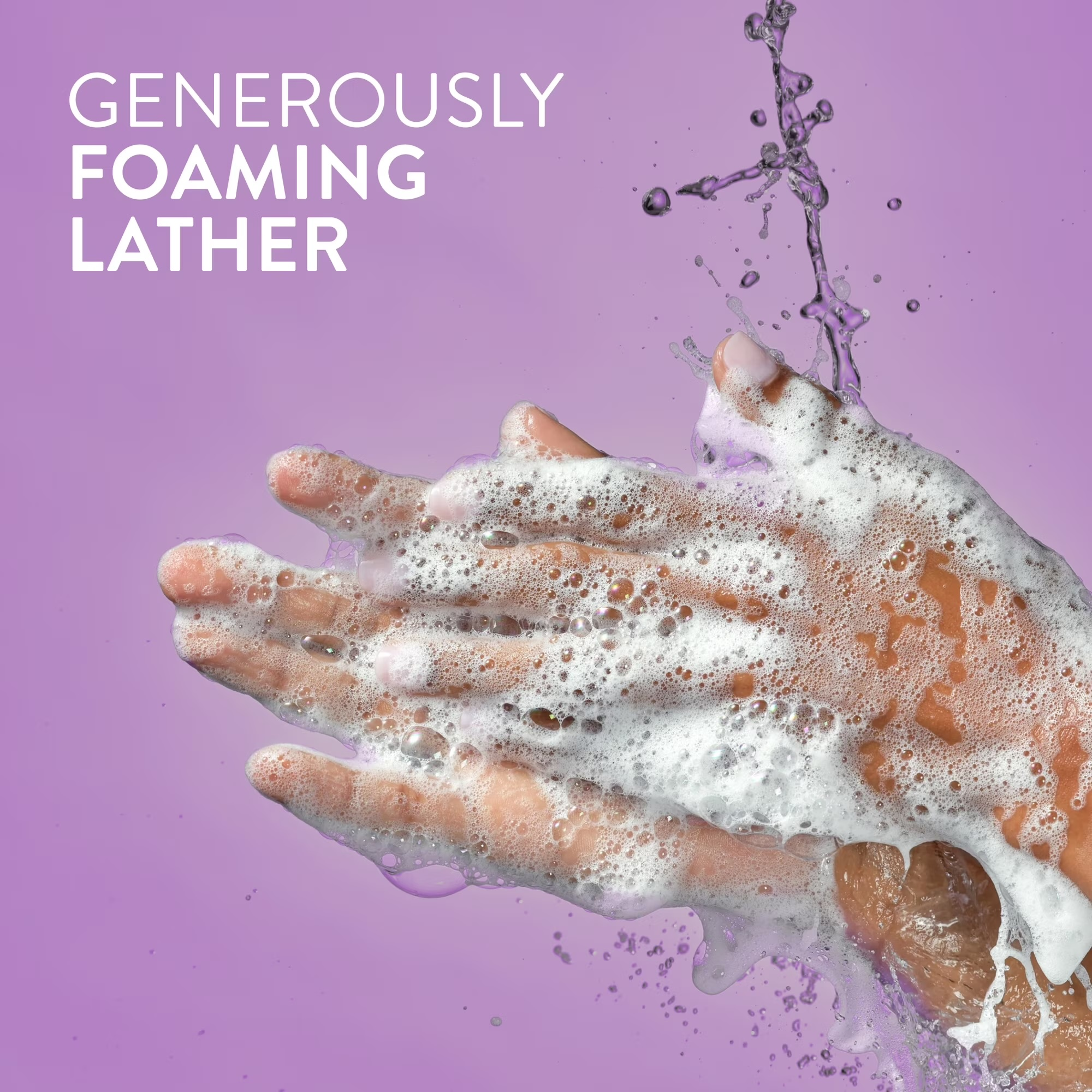 Hands covered successful  foaming soap against a plain backdrop with substance   speechmaking  