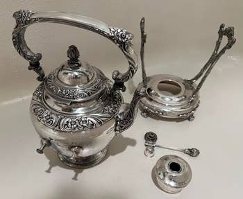 after image of the antique set cleaned and buffed