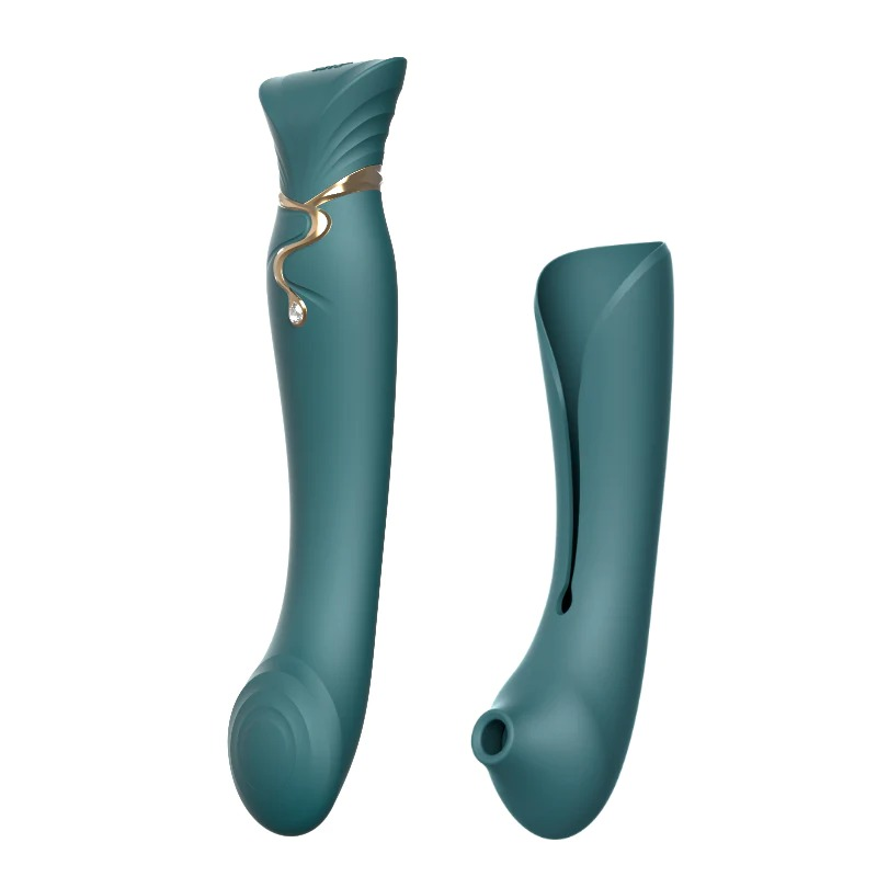 Green g-spot vibrator with air pulse sleeve